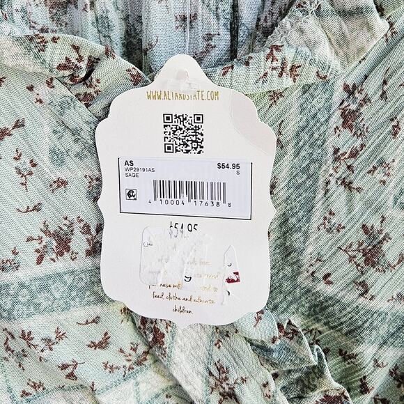 New NWT Altar'd State Wrap Crop Top Size Small Sage Green Peasant Cottage Teen - Picture 6 of 10